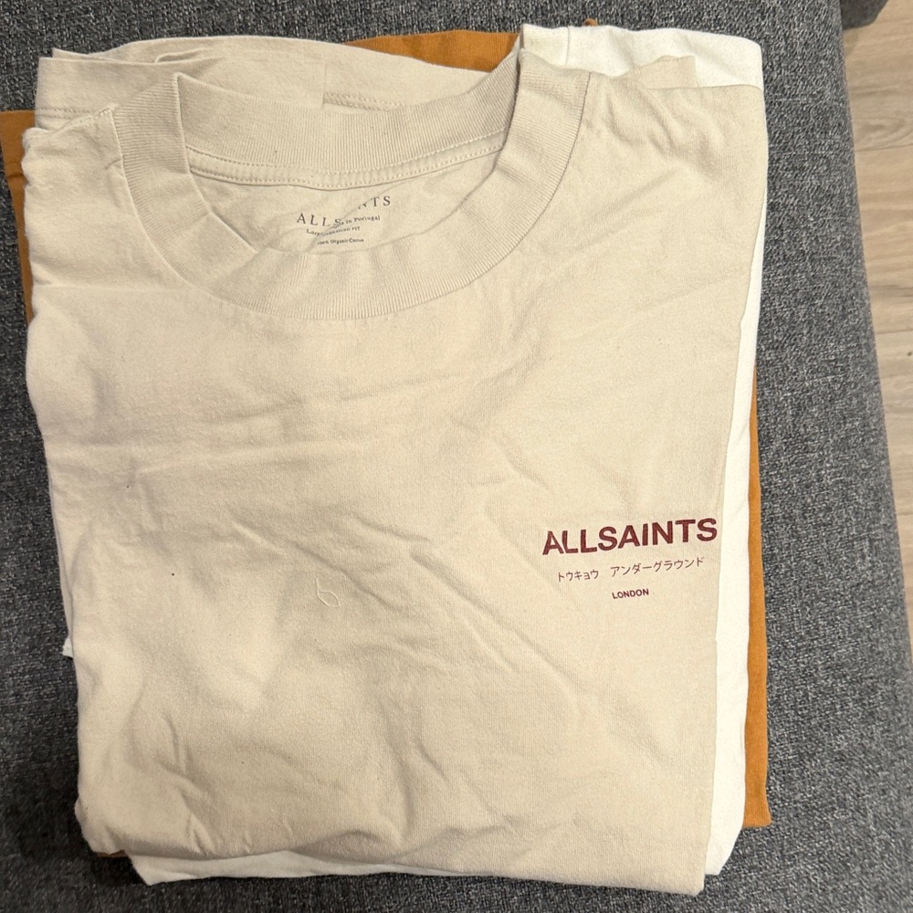 All Saints Beige Graphic Tee